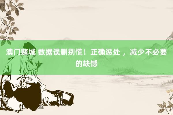 澳门赌城 数据误删别慌！正确惩处 ，减少不必要的缺憾