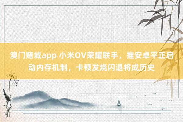 澳门赌城app 小米OV荣耀联手，推安卓平正启动内存机制，卡顿发烧闪退将成历史