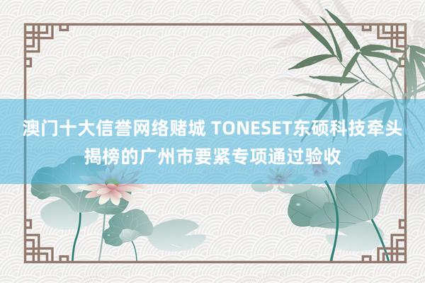 澳门十大信誉网络赌城 TONESET东硕科技牵头揭榜的广州市要紧专项通过验收